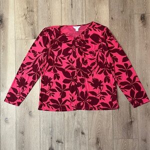 Liz Claiborne Burgundy and Pink Floral Top NEW WITH TAGS